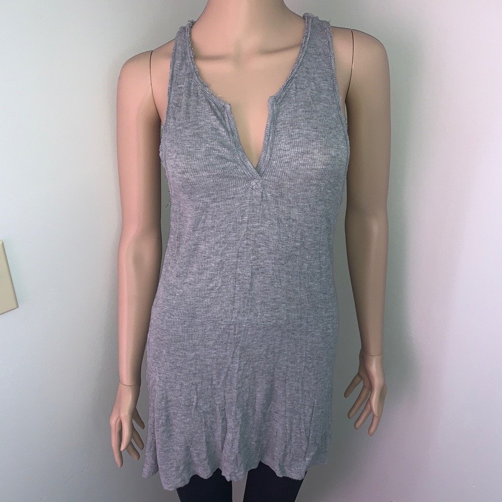 Brandy Melville Gray Ribbed Tunic Tank Top Beach Swim Cover Up OS - Picture 1 of 7